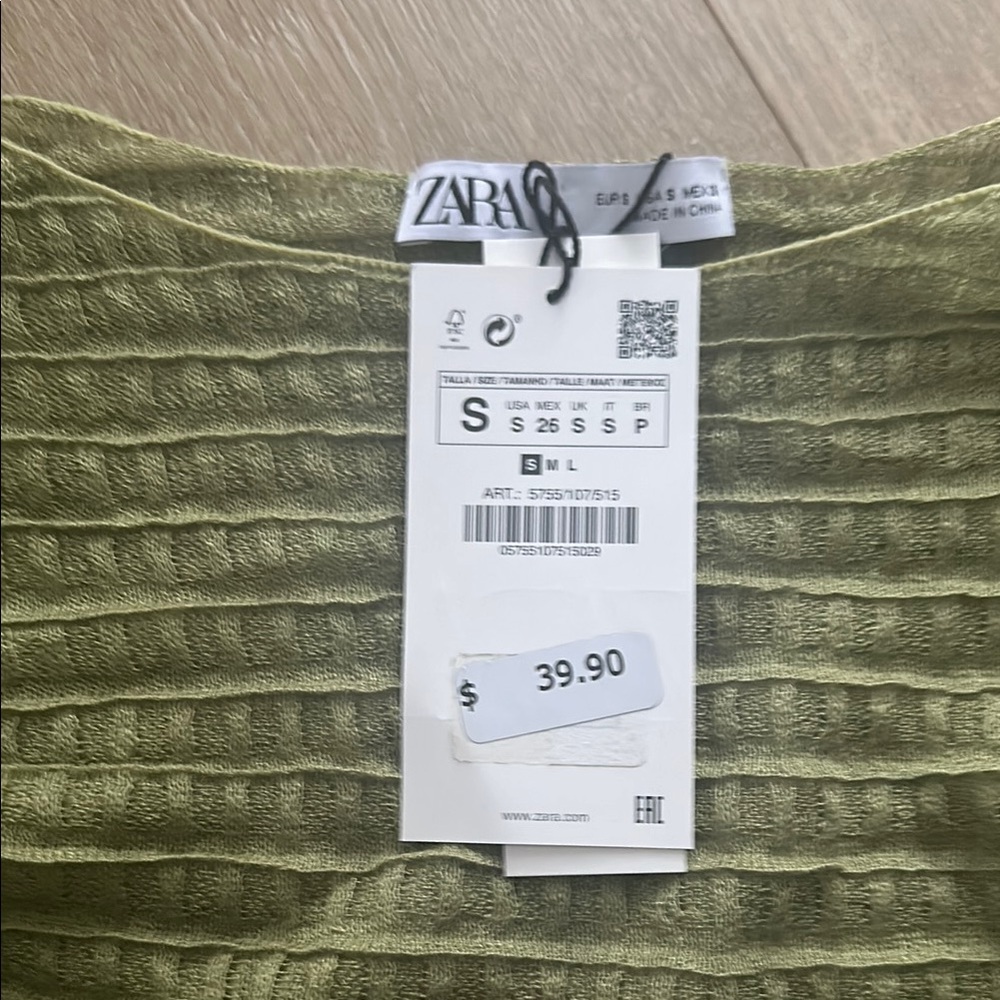 Zara Semi-Sheer Textured Knit Sweater - Light Olive Green - Picture 2 of 3